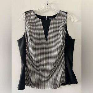 White House Black Market Houndstooth Color Blocked Sleeveless Top Size 8